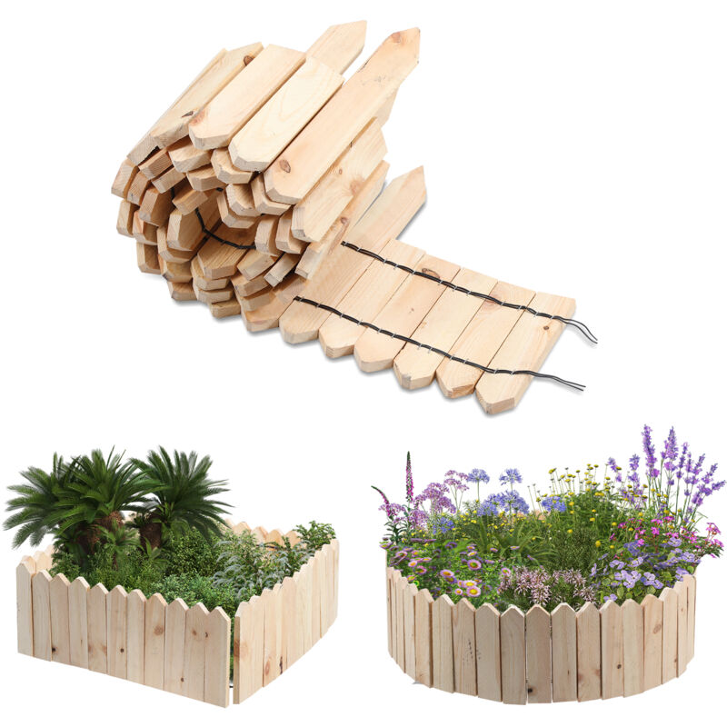 Bordures de jardin en bois de parterre bordure de tonte 200401.5cm Marron clair - Tubiaz