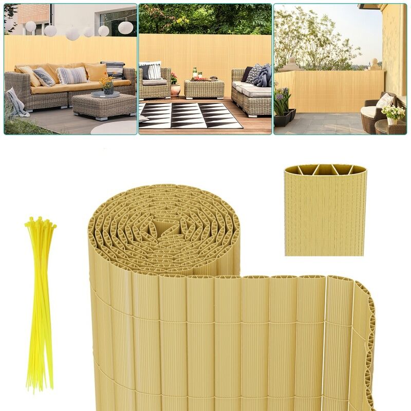 Tubiaz - Canisse pvc Brise Vue, Paravent de Jardin, Piscines, Balcon Terrasse, Palissade en pvc Résistant aux uv, Intempéries, Beige 120 x 500 cm
