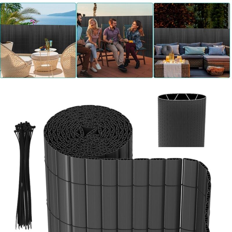 Tubiaz - Canisse pvc Brise Vue, Paravent de Jardin, Piscines, Balcon Terrasse, Palissade en pvc Résistant aux uv, Intempéries, Gris 90 x 500 cm