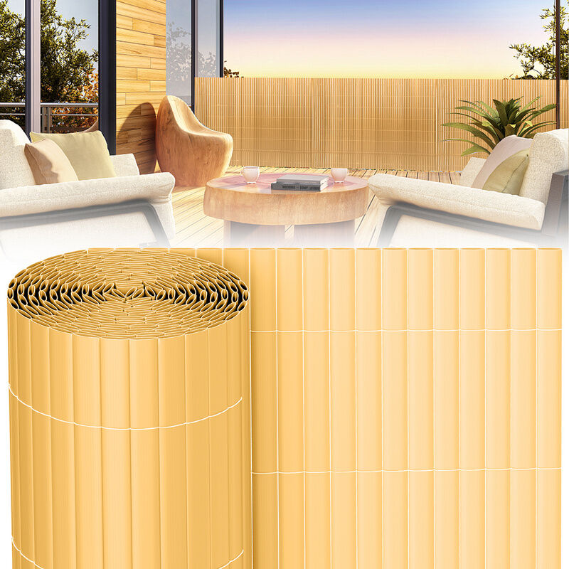 Canisse pvc Brise Vue, Paravent de Jardin, Piscines, Balcon Terrasse, Palissade en pvc Résistant aux uv, Intempéries, Beige 90 x 800 cm - Tubiaz