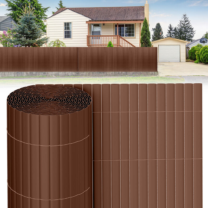 Canisse pvc Brise Vue, Paravent de Jardin, Piscines, Balcon Terrasse, Palissade en pvc Résistant aux uv, Intempéries, Marron 180 x 700 cm - Tubiaz