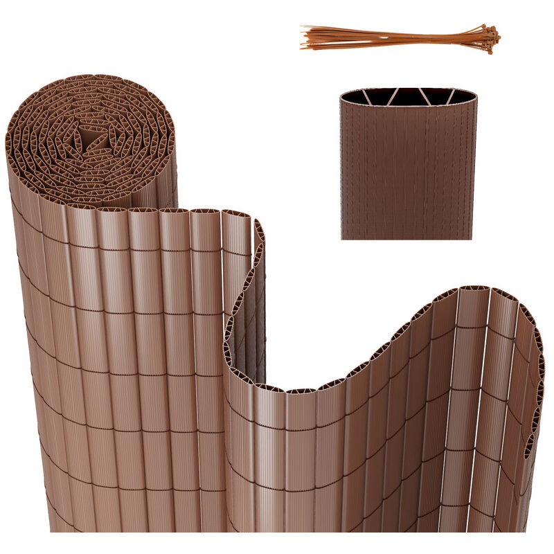 Canisse pvc pour jardin balcon terrasse Balcon clôture brise-vent Stores Balcon Marron 180 x 600cm - Tubiaz