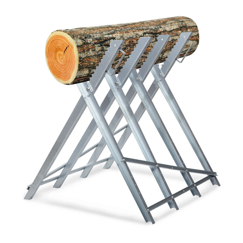 Tubiaz Chevalet de sciage en galvanisé pour buche bois scie Chevalet de sciage pliant 4 tréteaux 80 x 81 x 80cm