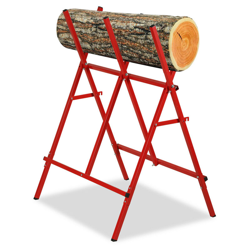 Chevalet de sciage pliable couper le bois Capacité de charge 100kg 73x13x105cm Rouge - Tubiaz