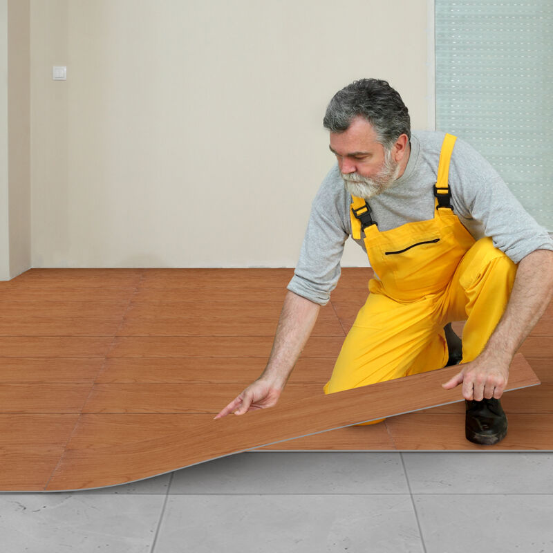 Design Revêtement de sol pvc, Lames de vinyle autocollantes, 91,5cm x 15,2cm x 2mm, 18 Pièces 2.51 m² Marron - Tubiaz