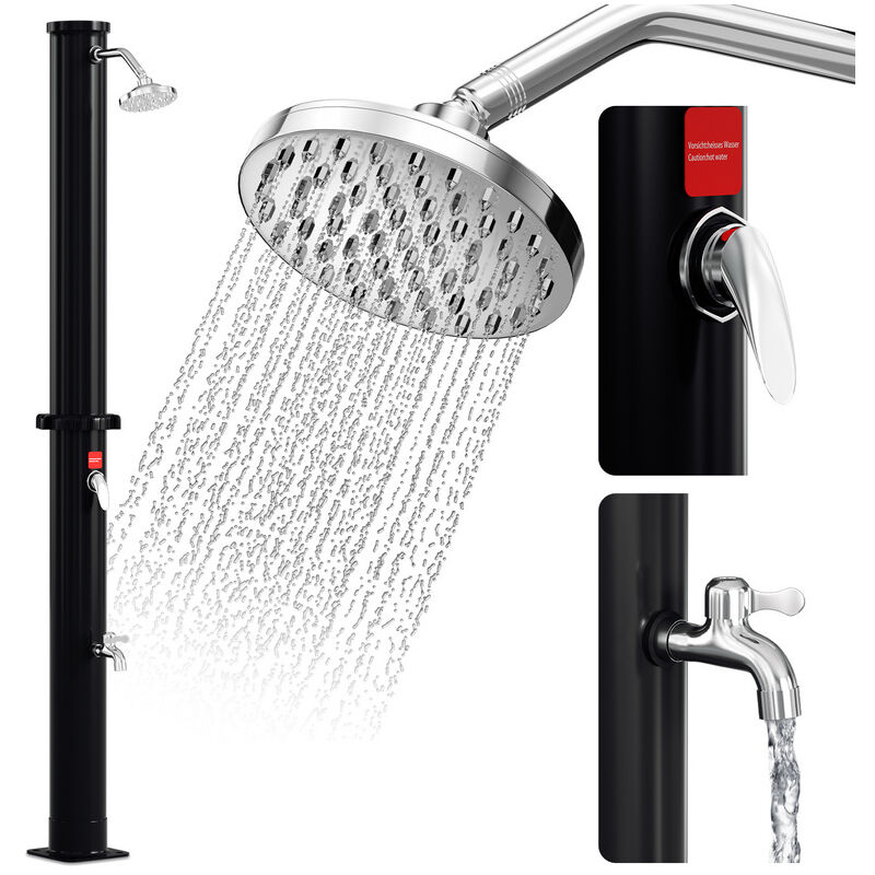 Douche solaire de jardin - pomme de douche ronde,douche à pied, montage inclus, 20L, 220 cm - Tubiaz