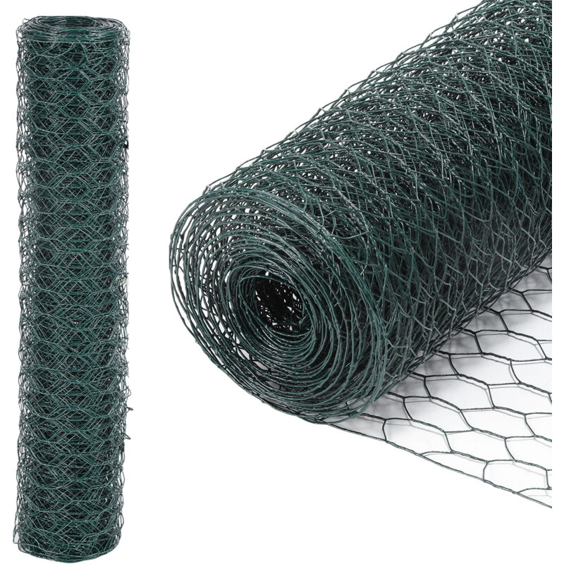 Tubiaz - Grillage a Poule Métallique pour Cloture 0,5x25m, Fil de fer Hexagonal pour Jardin Poulailler Voliere Clapier, Vert