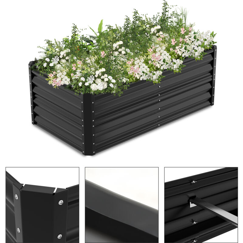 Jardinière surélevée fleurs Lit surélevé de jardin 160x90x60 cm plantes Jardiniere Noir - Tubiaz