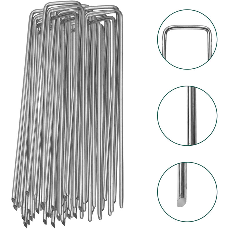 Lot de 150 Piquets de fixation sardines pour tente piquet ancrage sol jardin 150x25x2,8mm Argent galvanisé - Tubiaz