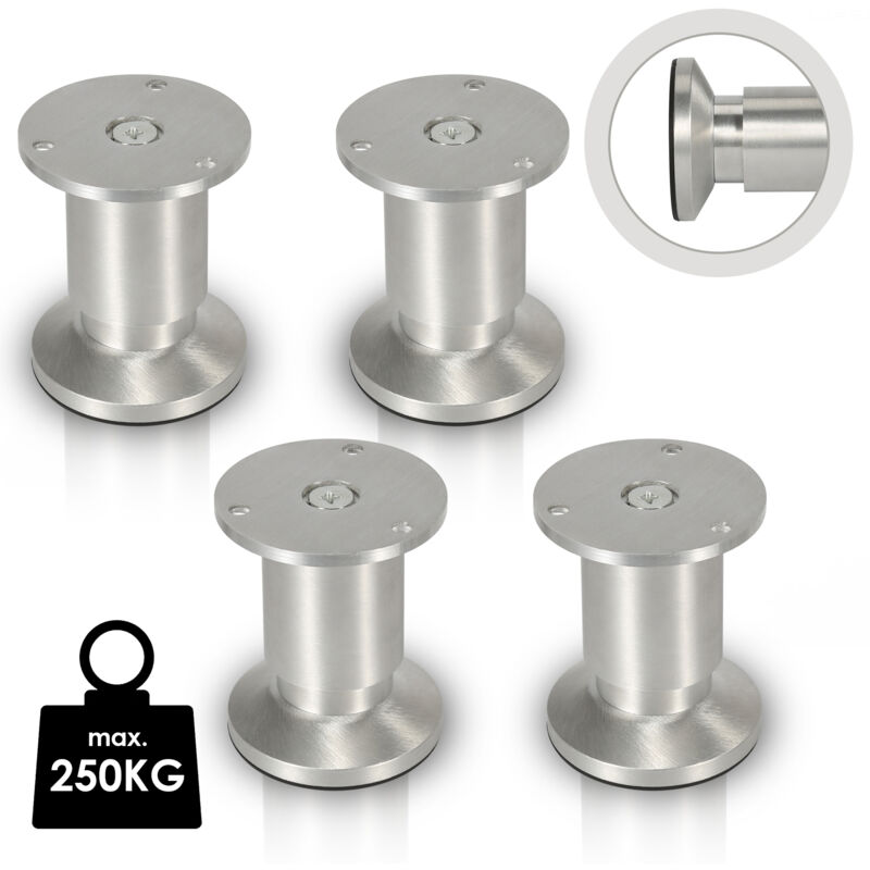 Tubiaz - Lot de 4 Pieds de meubles ajustable ±15mm base ronde Moderne Pieds de Armoire pour Table Hauteur 100mm