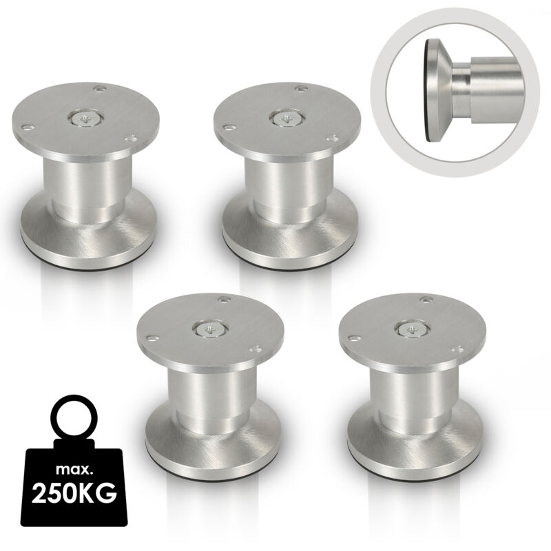 Tubiaz - Lot de 4 Pieds de meubles ajustable ±15mm base ronde Moderne Pieds de Armoire pour Table Hauteur 60mm