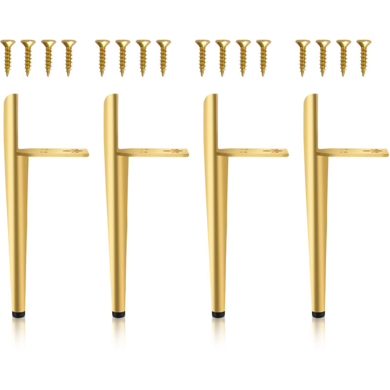 Tubiaz - Lot de 4 Pieds de meubles base ronde Moderne Pieds de Armoire pour Table Hauteur 13cm Métal doré