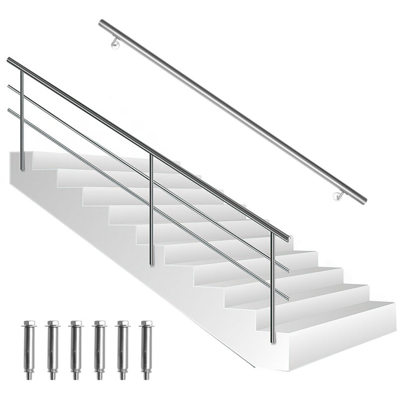 Main courante en acier inoxydable V2A Rampe d'escalier Support mural - au choix 160 cm - Tubiaz