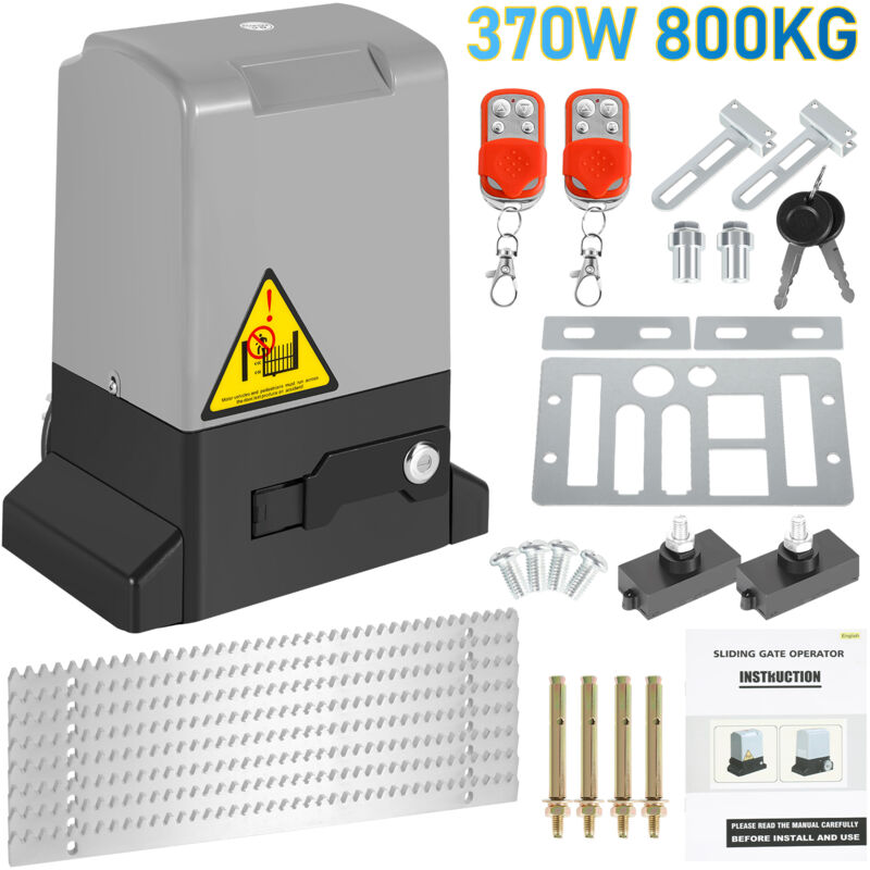 Tubiaz - Ouvre-portail coulissant 370W, 800kg, kit materiel deoperateur de portail pour securite avec 2 clés et télécommande, electrique portail