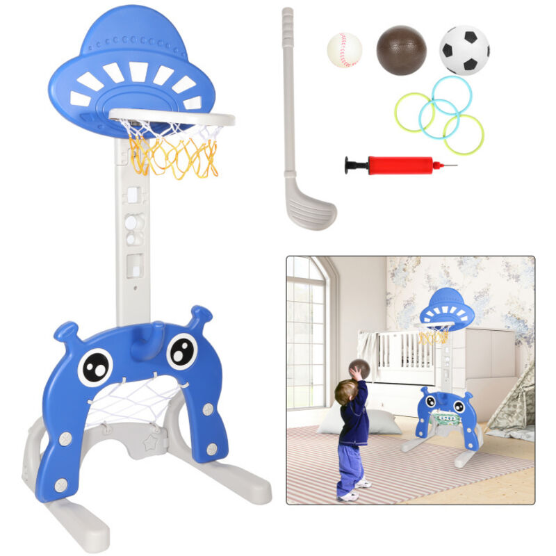 Panier de basket pour enfants - 4 en 1, panier de basket pour enfants, réglable en hauteur, but de football et jeu de lancer pour jeunes enfants