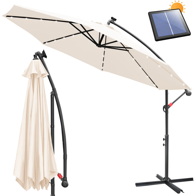Parasol Deporte led solaire Protection uv et résistant aux intempéries Ø300cm Beige - Tubiaz