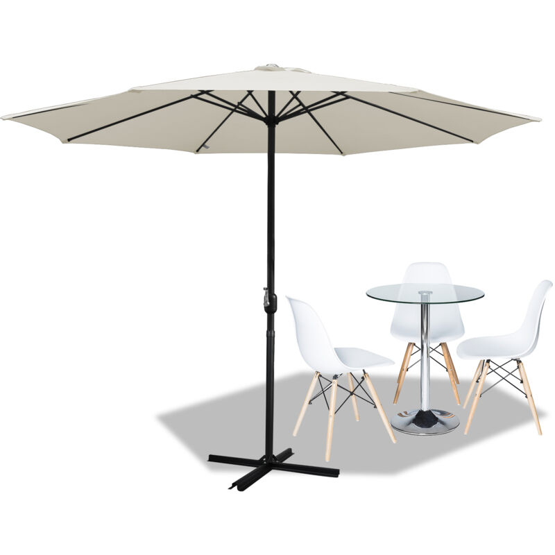 Parasol Droit jardin Protection uv, résistants et imperméables pour terrasse et balcon Ø350cm Beige - Tubiaz