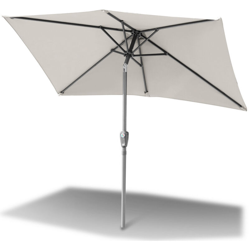 Parasol rectangulaire uv jusqu'à UV30+, Inclinable 2.1x1.4m, avec support, Beige - Tubiaz
