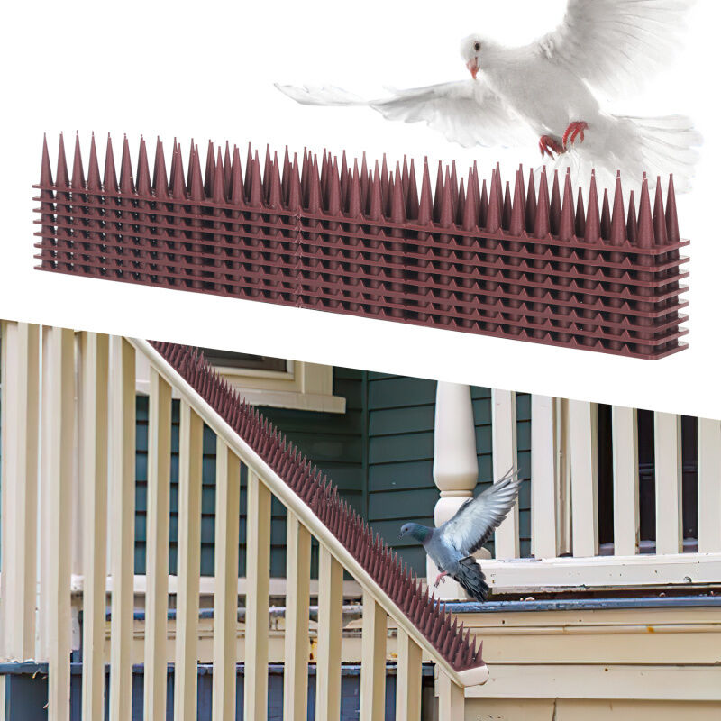 Pigeon Répulsif Oiseau 3 rangées de pics dissuader les oiseaux Pics anti-oiseaux pour murs de clôture marron 24Pièces - Tubiaz