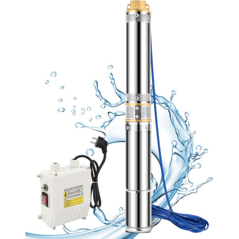 Pompe pour puits profond 4000L/h 750W Câble en acier inoxydable adapté de 20 m - Tubiaz