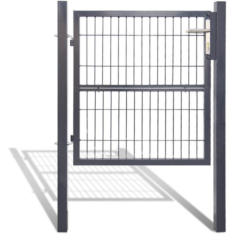 Portail de clôture de jardin Portillon grillagé avec poteaux Acier Portail de jardin Avec serrure 100100CM Anthracite - Tubiaz