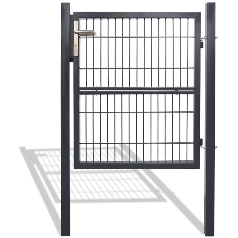 Portail de clôture de jardin Portillon grillagé avec poteaux Acier Portail de jardin Avec serrure 120100CM Anthracite - Tubiaz