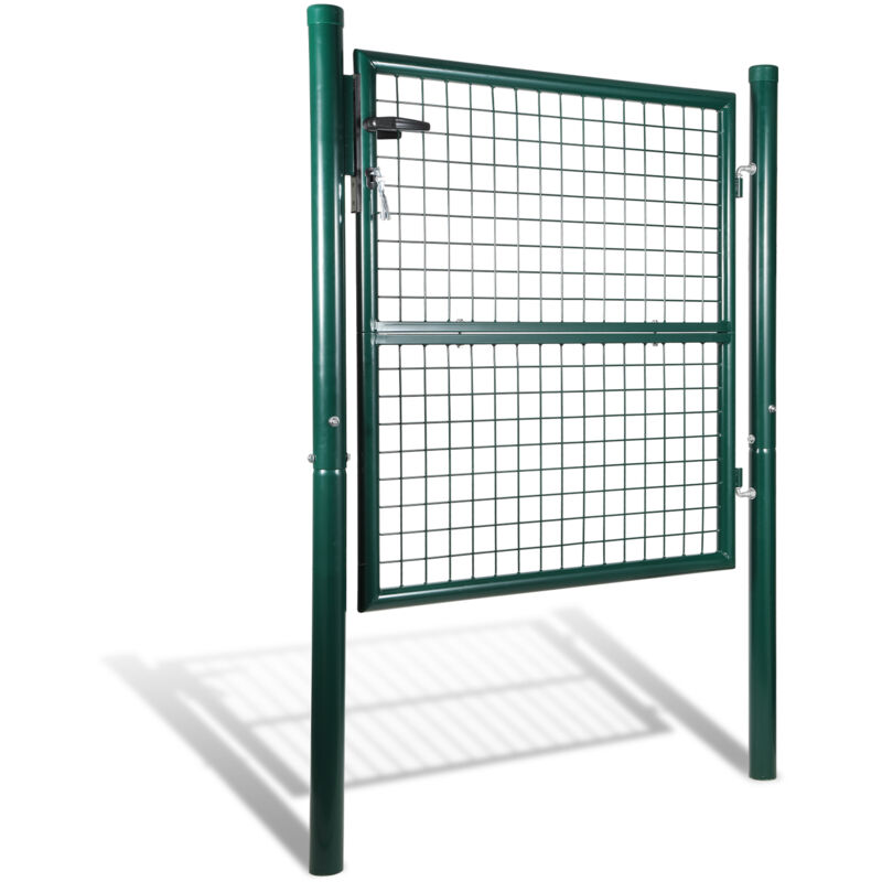Portail de clôture de jardin Portillon grillagé avec poteaux Acier Portail de jardin Avec serrure 125100CM Vert - Tubiaz