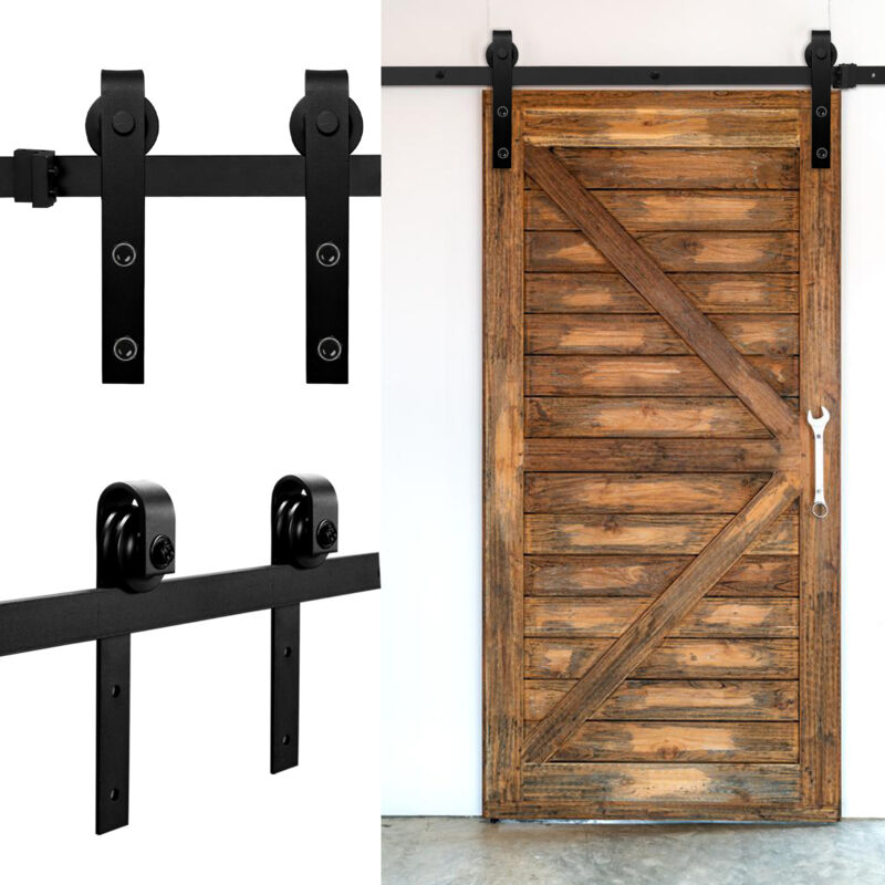 Porte Coulissante Système de porte coulissante Kit de Rail Porte de Grange/Coulissante perçage pour porte épaisseur 35-45 mm largeur 152cm - Tubiaz