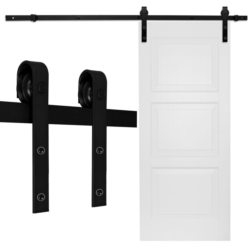 Porte Coulissante Système de porte coulissante Kit de Rail Porte de Grange/Coulissante perçage pour porte épaisseur 35-45 mm largeur 244cm - Tubiaz
