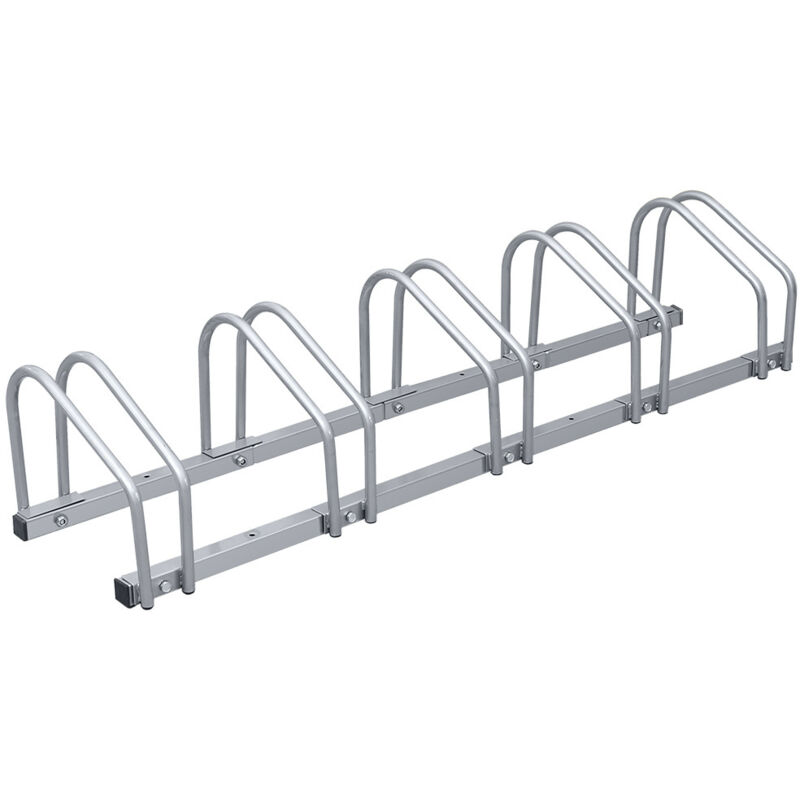 Tubiaz - Râtelier vélos pour 5 vélos, 130x32x26cm, Support à vélo en acier galvanisé, peut être fixé au sol/au mur, pour largeurs de pneus de 3,5 à
