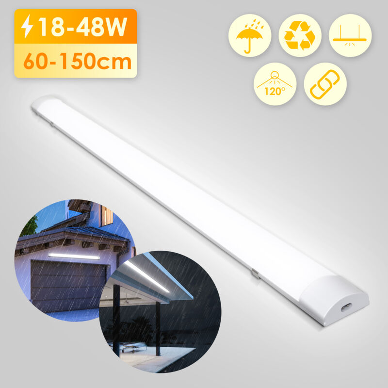 Tubiaz - Reglettes led Etanche 60cm 18W IP65 Interconnectable Température de Couleur: Blanc neutre 4000K