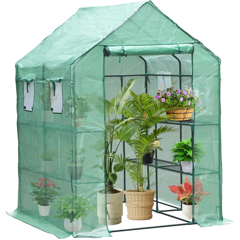 Serre de Jardin pour Légume Plante Fleur Bâche Renforcée 135g-m2 Protéger Vos Plantes 143x143x195cm, Vert - Tubiaz