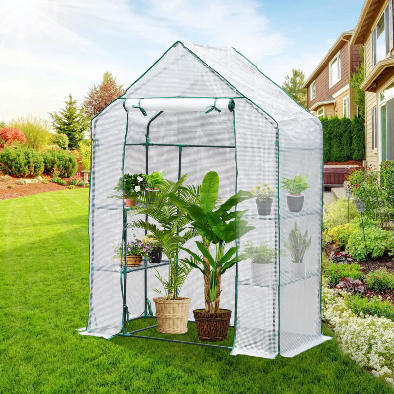 Tubiaz - Serre de Jardin pour Légume Plante Fleur Bâche Renforcée 135g-m2 Protéger Vos Plantes 143x73x195cm, Blanc