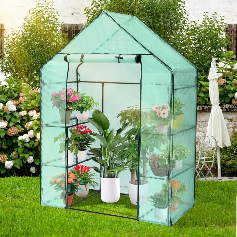 Tubiaz - Serre de Jardin pour Légume Plante Fleur Bâche Renforcée 135g-m2 Protéger Vos Plantes 143x73x195cm, Vert