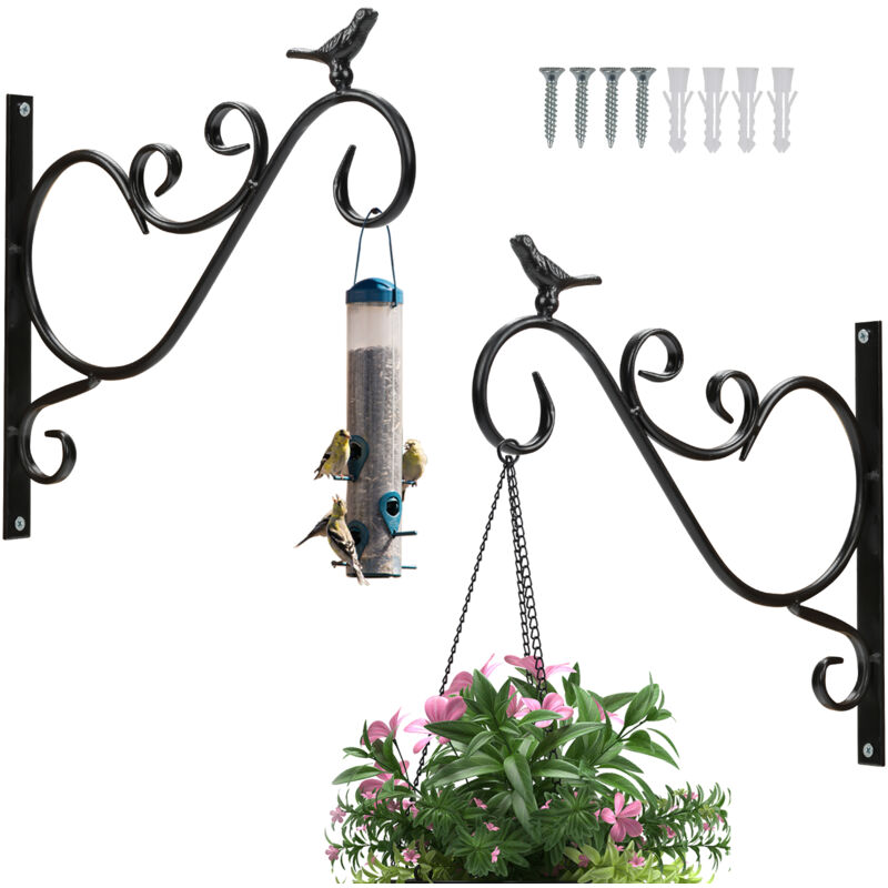 Support de Panier suspendues Feuille 2x Crochet de jardinière murale en fer forgé Suspension de pots de fleurs pour salon Balcon - Tubiaz