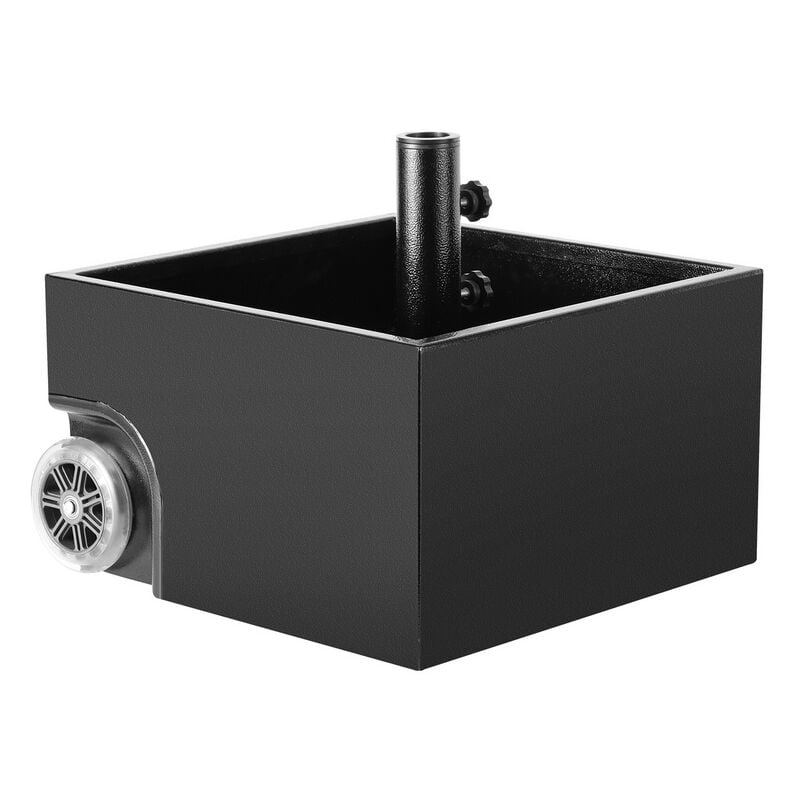 Support de Parasol à Roulettes, Base de Parasol, 44.5x44.5x27cm, 68kg une fois remplie, Noir, Réglable pour Poteaux de Parasol 38/48 mm - Tubiaz