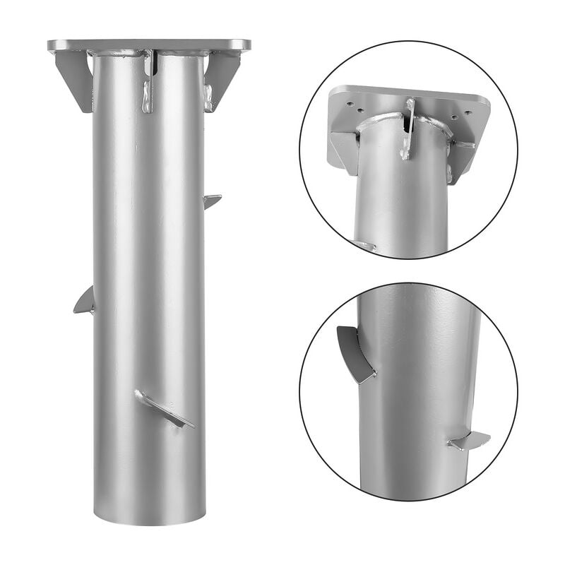 Support de parasol pour ancrage au sol - Métal - Douille de sol - 16x16cm - Ancre de Support - gris - Tubiaz