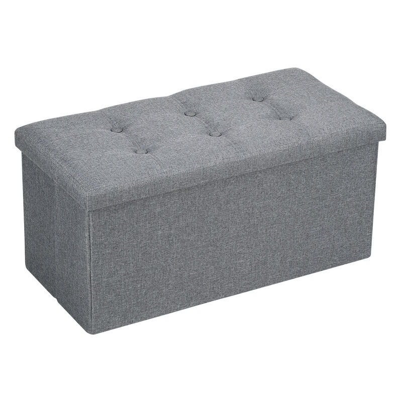 Tabouret de rangement Banc Coffre de Rangement Pliable 76cmx38cmx38cm Pouf Repose pieds Canapé Pouf avec Coffre de Rangemen Gris - Tubiaz