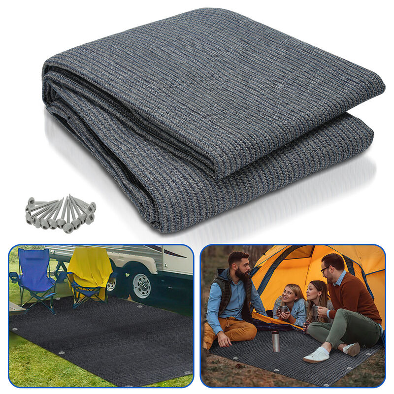 Tubiaz - Tapis d'extérieur Tapis de Tente Tapis de Voyage de Camping Tapis de Auvent Caravane 300X400cm Bleu-gris