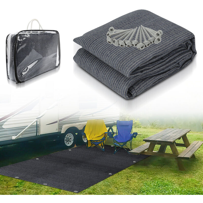 Tubiaz - Tapis d'extérieur Tapis de Tente Tapis de Voyage de Camping Tapis de Auvent Caravane 250X350cm Bleu-gris
