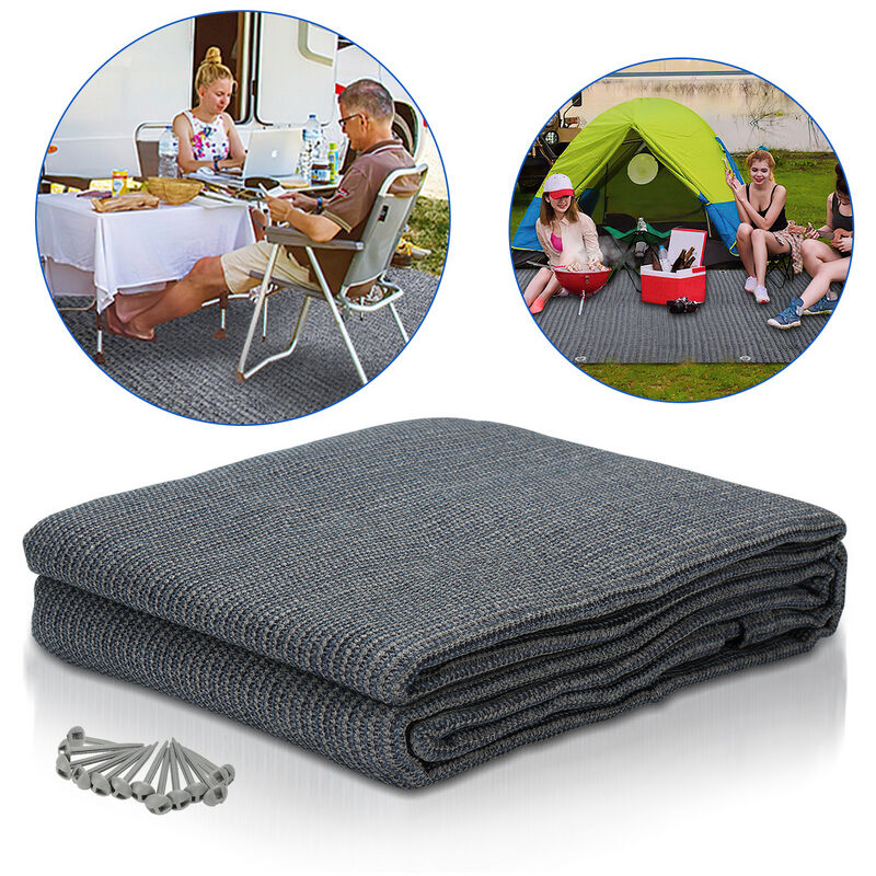 Tubiaz - Tapis d'extérieur Tapis de Tente Tapis de Voyage de Camping Tapis de Auvent Caravane 400X600cm Bleu-gris