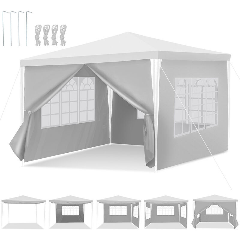 Tonnelle de jardin Tente de réception avec parois latérales 3x3m Blanc - Tubiaz