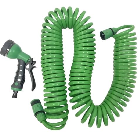 Tubo a Spirale 7,5 m con Pistola Multifunzione 7 Getti per Irrigazione