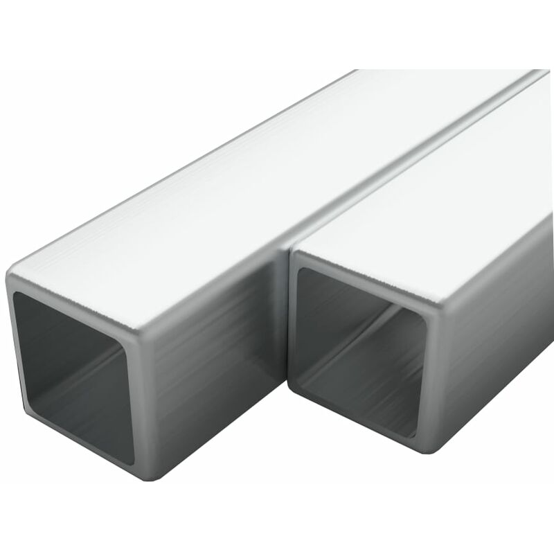 

vidaXL Tubo Acero Inoxidable Cuadrado 2 Unidades Caja V2A 2 m 20x20x1,9mm