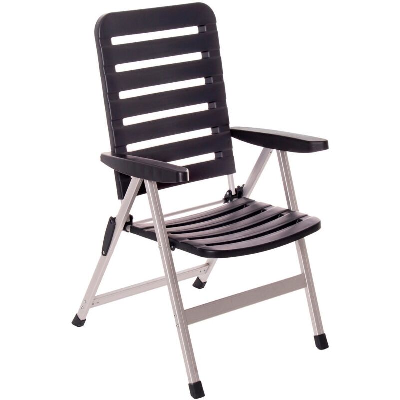 

Lolahome - Silla de jardín plegable y reclinable de 3 posiciones de aluminio y HDPE negra de 62x70x109 cm