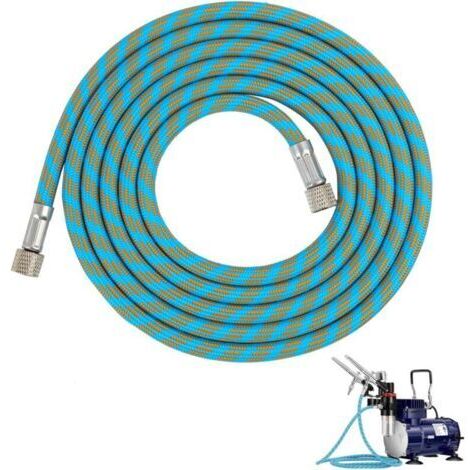Tubo aria compressa, 1,8 m, armato, tubo per aerografo, attrezzo pneumatico, adattatore per compressore, adattatore 1/8" su 1/8"