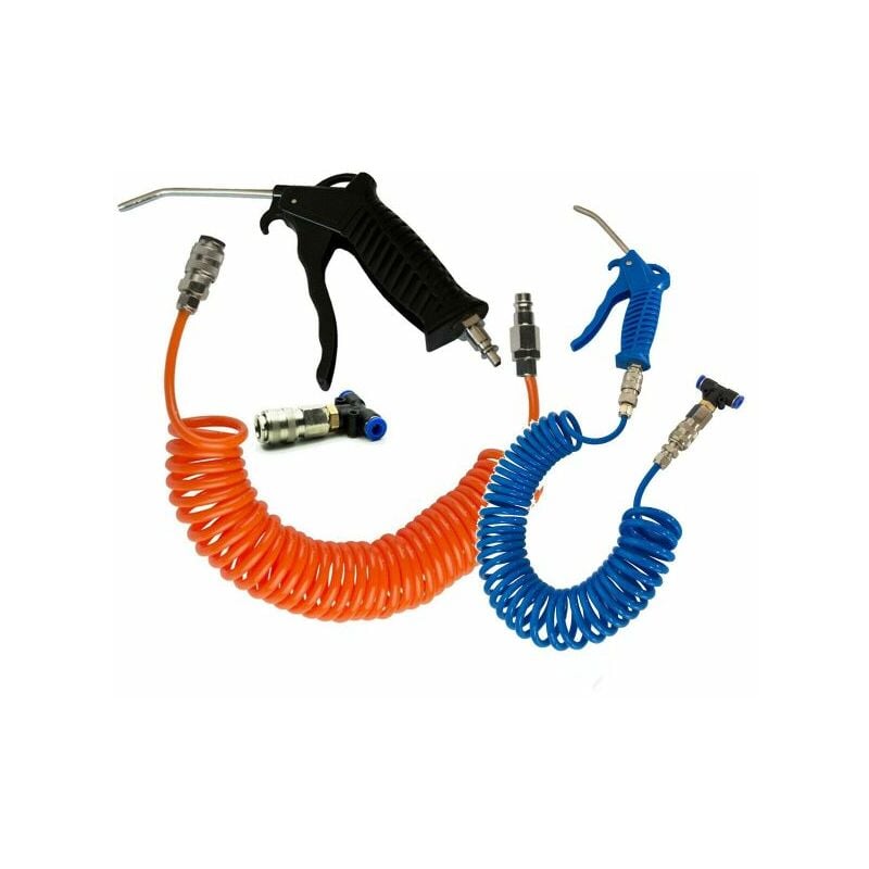 Image of Topolenashop - tubo aria compressa flessibile per compressore 5 mt + pistola soffiaggio