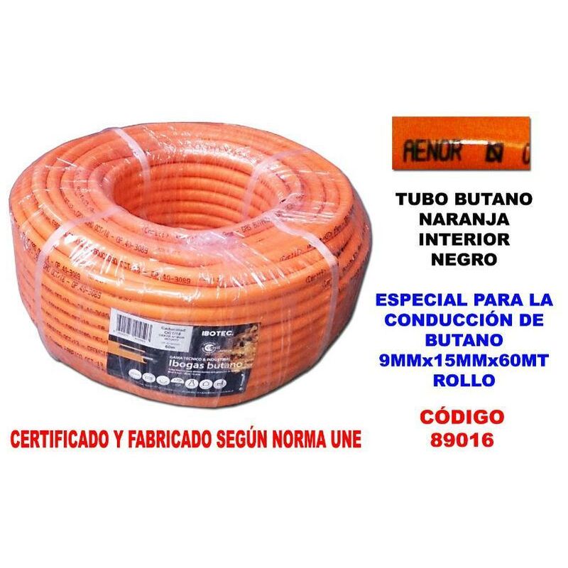 

tubo butano naranja 9 mm x 15 mm x 60 metros rollo - Mibricotienda