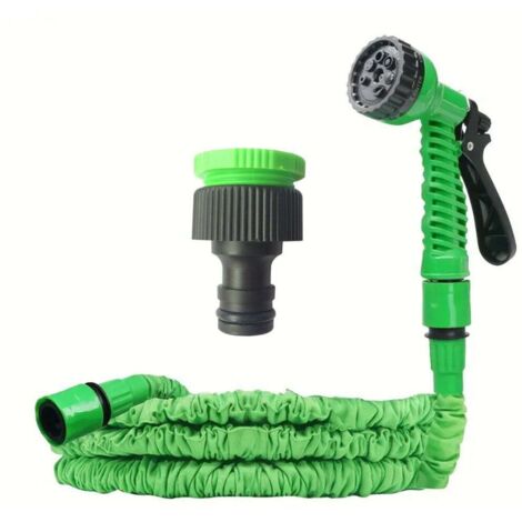Tubo da giardino espandibile da 30 m/100 piedi, flessibile con 7 tipi di spruzzo, a prova di perdite, adatto per il giardino e il lavaggio dell'auto (verde).