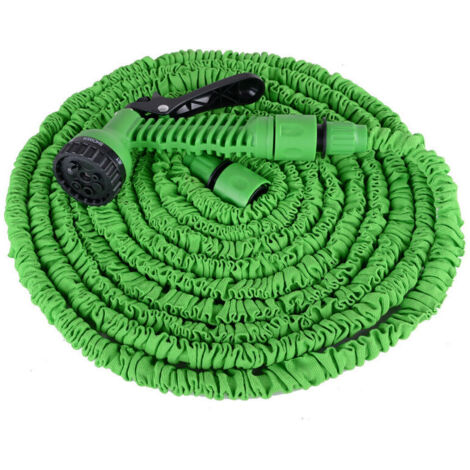 Tubo da giardino espandibile KZQ, tubo flessibile per irrigazione con adattatore da 1/2 pollice e 3/4 pollice, 7 modalità di irrigazione, tubo per irrigazione, lavaggio auto, bagno (15 m, verde)